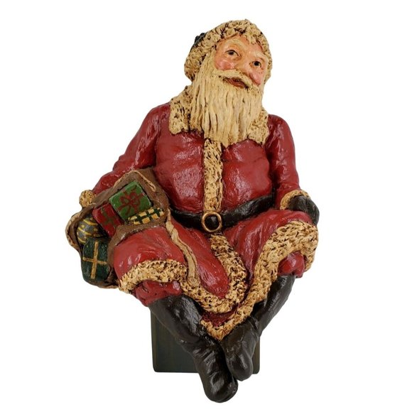 Santa Shelf Sitter Resin Hand Painted Artist & Maker Signed/Dated 1988 Antique G - Picture 1 of 9